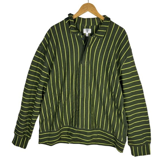 Mode of One Other - Mode of One Mens XXL Wild Ivy Striped French Terry Long Sleeve Polo Shirt NEW